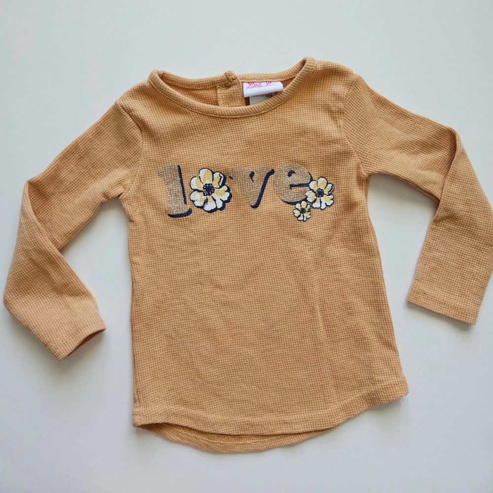 Little Lass mustard thermal long sleeve to with love and daisies size 24M